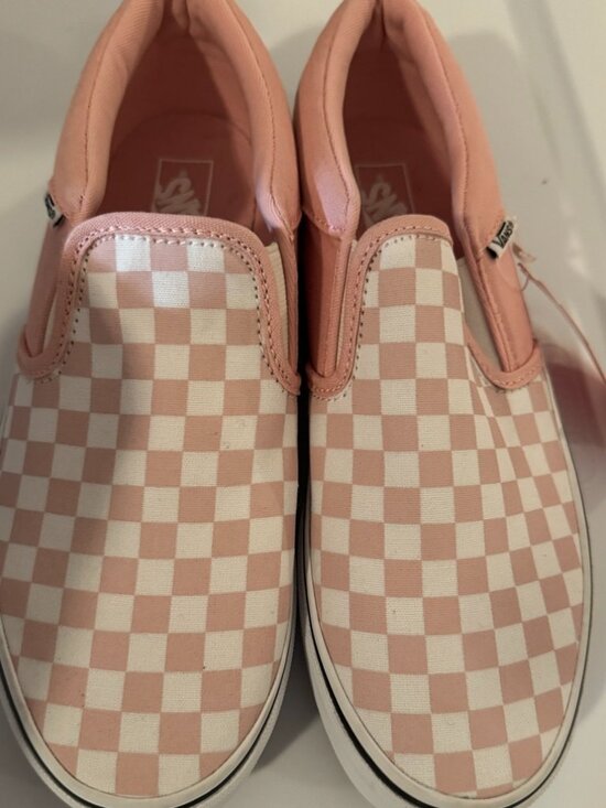 Vans Other - Vans Girls' Missy Pink/White Checkerboard Pattern Slip-Ons, Size:Girl 6, NWT